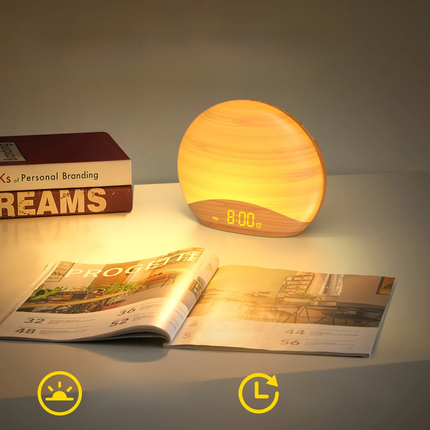 Lichtwecker mit Naturklängen in Holzoptik