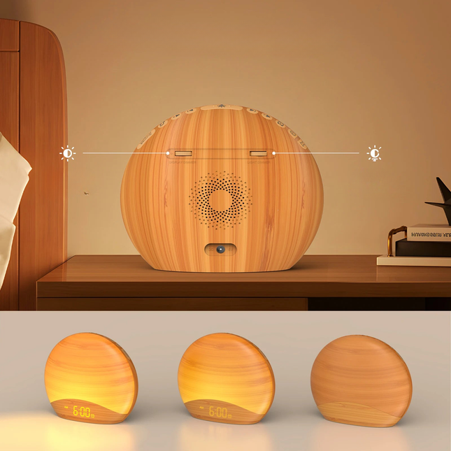 Lichtwecker mit Naturklängen in Holzoptik