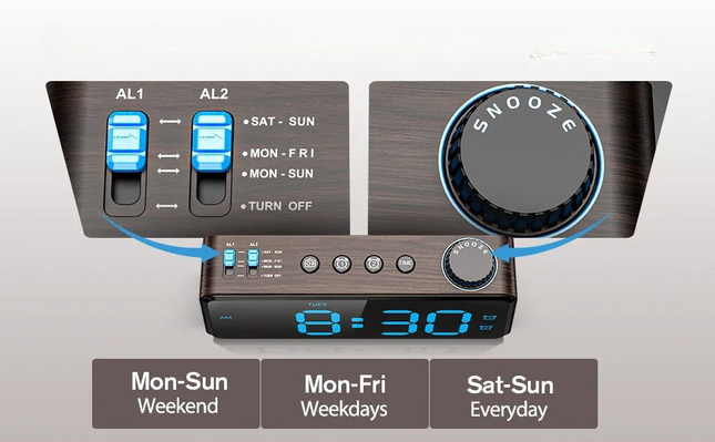 Digitaler Radiowecker in Holzoptik Netzbetrieb