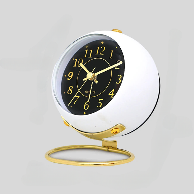 Analoger Design Wecker rund mit Standfuß