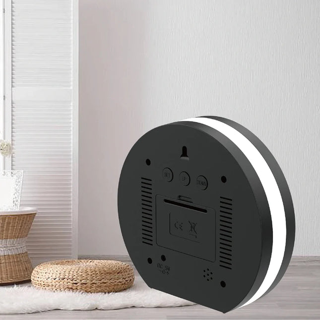 Runder Spiegelwecker mit großen Ziffern