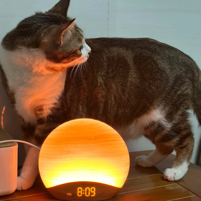 Lichtwecker mit Naturklängen in Holzoptik