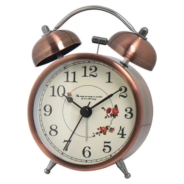Vintage Glockenwecker mit floralem Zifferblatt