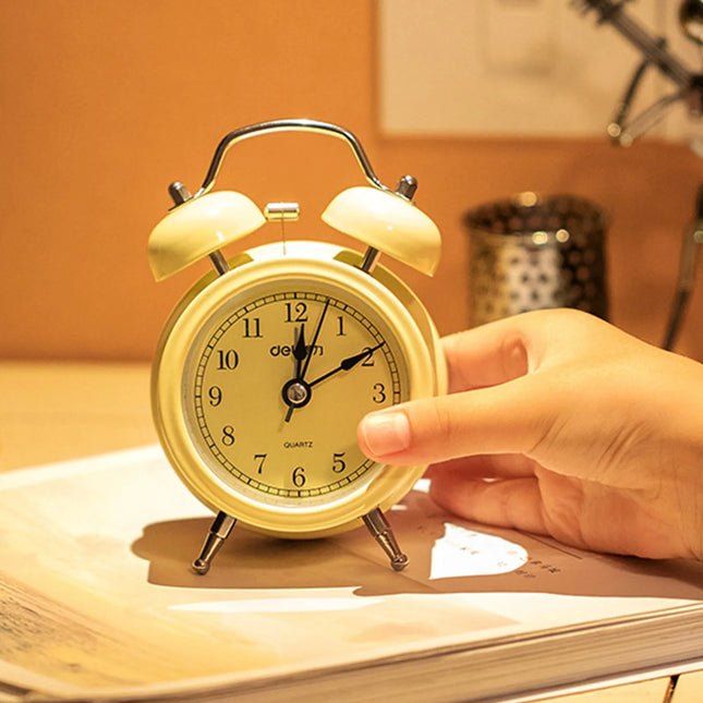Retro Doppelglockenwecker in Beige analog