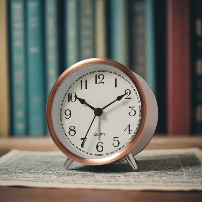 Kleiner runder Wecker in Kupferoptik