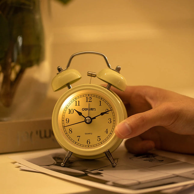 Retro Doppelglockenwecker in Beige analog