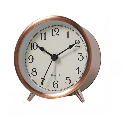 Kleiner runder Wecker in Kupferoptik