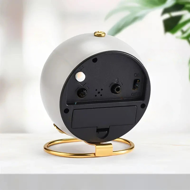 Analoger Design Wecker rund mit Standfuß