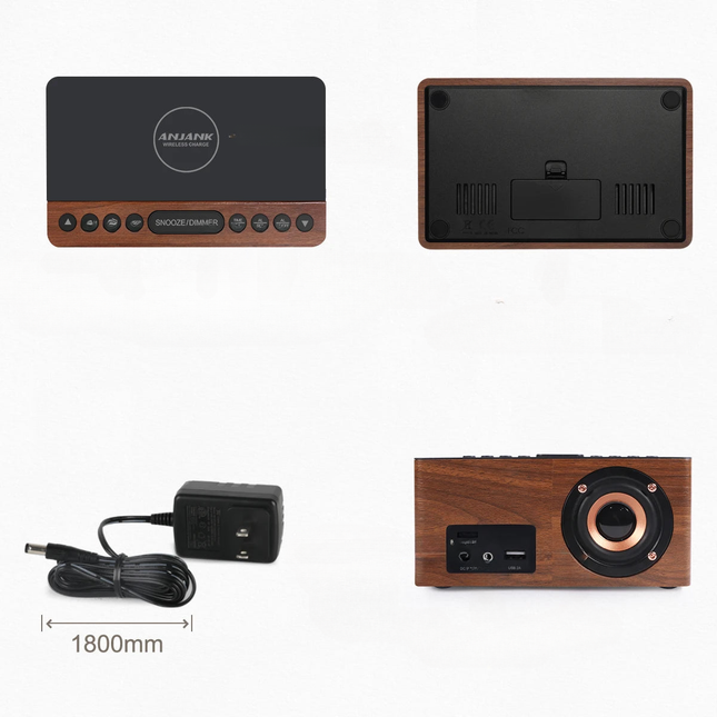 Radiowecker Holzoptik mit Qi-Ladefunktion