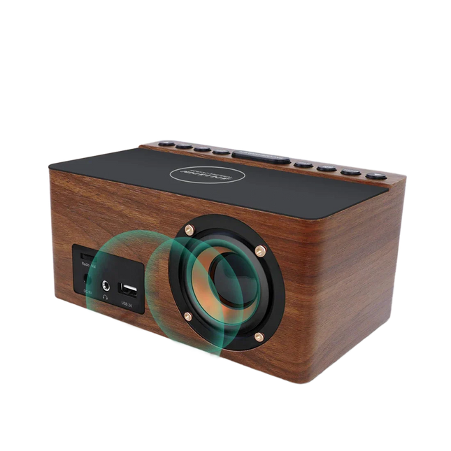 Radiowecker Holzoptik mit Qi-Ladefunktion
