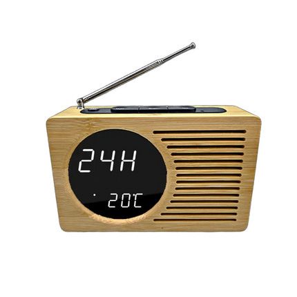 Radiowecker im Retro-Holzdesign mit Digitalanzeige