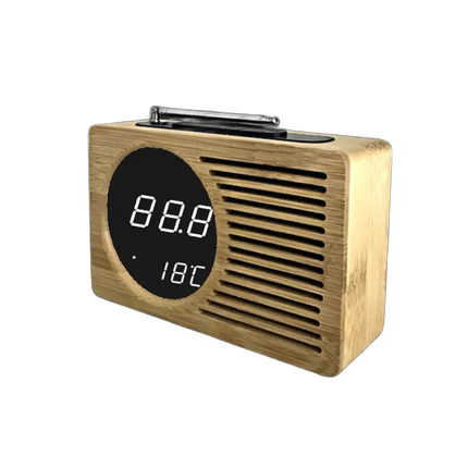 Radiowecker im Retro-Holzdesign mit Digitalanzeige