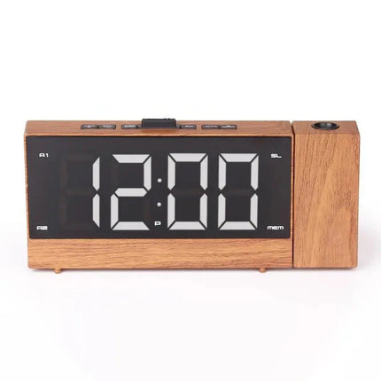Projektionswecker in moderner Holzoptik