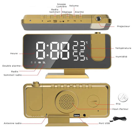 Moderner Design Projektionswecker mit Spiegel