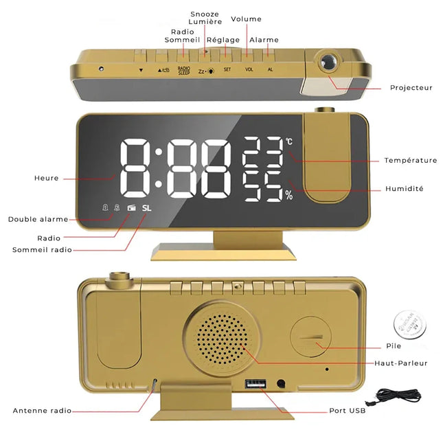 Moderner Design Projektionswecker mit Spiegel