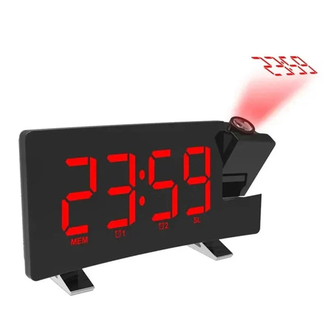 Radiowecker mit roter Projektion der Uhrzeit