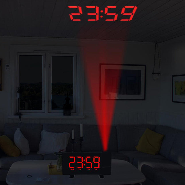 Radiowecker mit roter Projektion der Uhrzeit