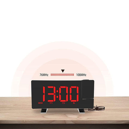 Radiowecker mit roter Projektion der Uhrzeit