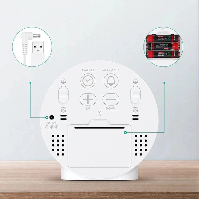 Runder Digitalwecker mit großen Ziffern