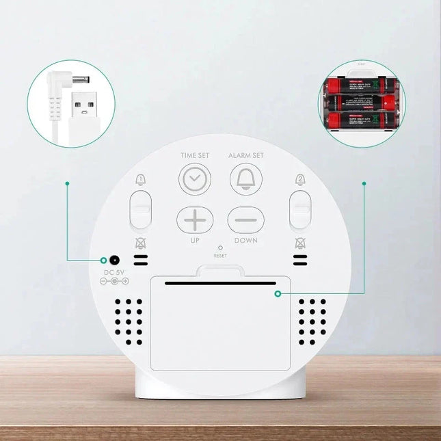 Runder Digitalwecker mit großen Ziffern