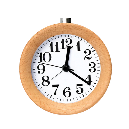 Analoger Wecker aus Holz rund