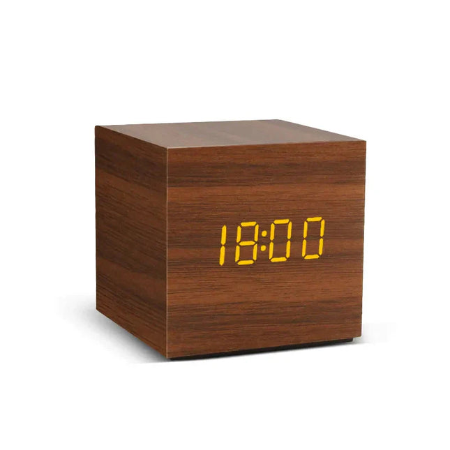 Digitaler Holzwürfel Wecker mit LED