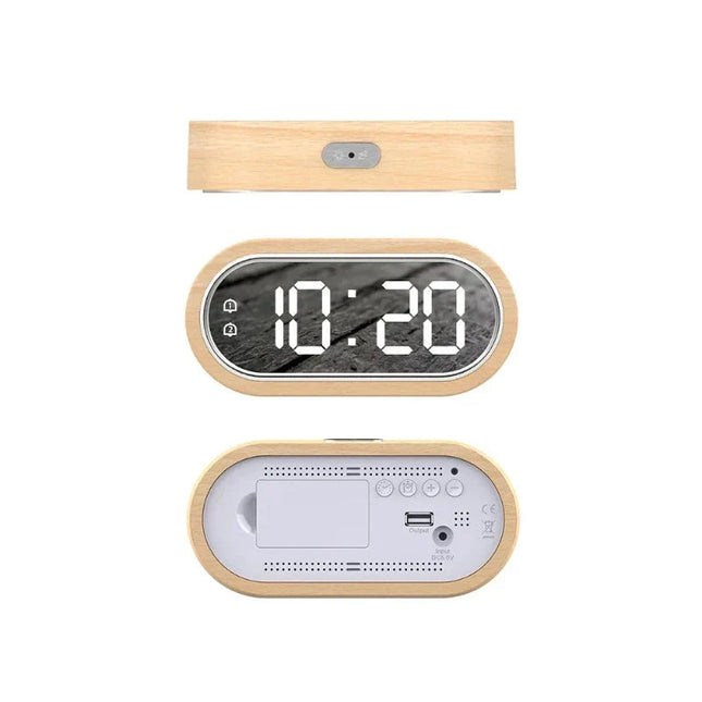 LED Wecker Holz mit Spiegelfunktion