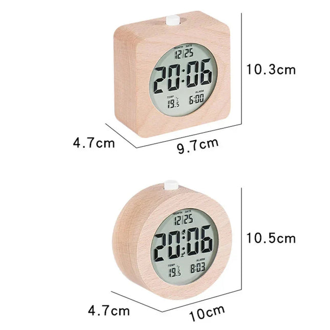 Digitaler Wecker in heller Holzoptik