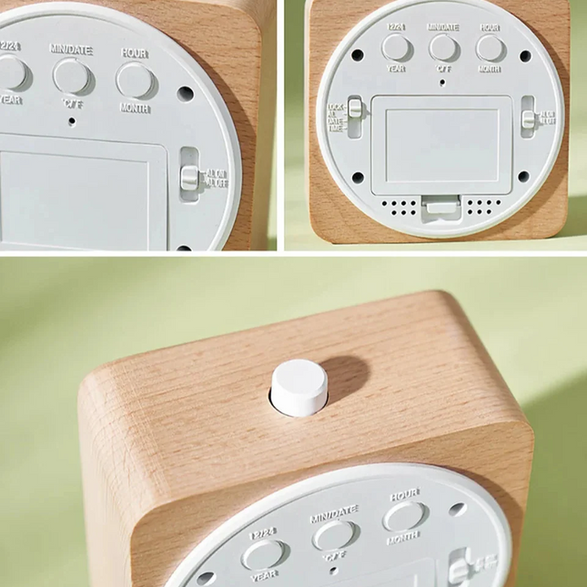 Digitaler Wecker in heller Holzoptik
