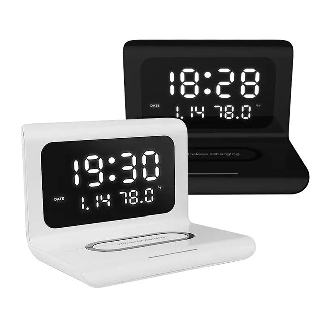 Kabelloses Qi-Ladepad mit integrierter Uhr