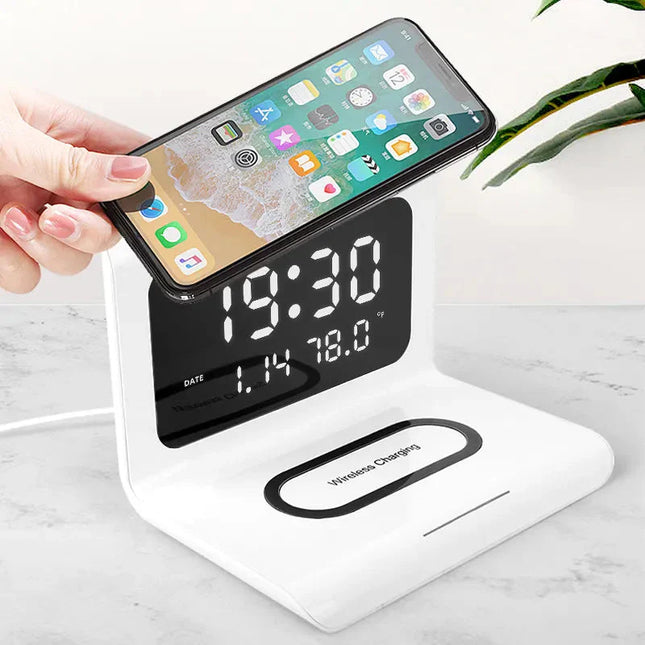 Kabelloses Qi-Ladepad mit integrierter Uhr