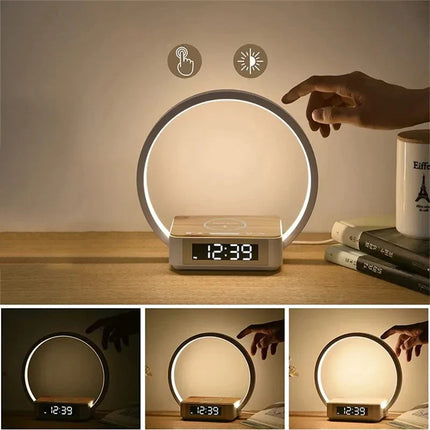 Design Nachttischlampe mit Wecker und Ladegerät