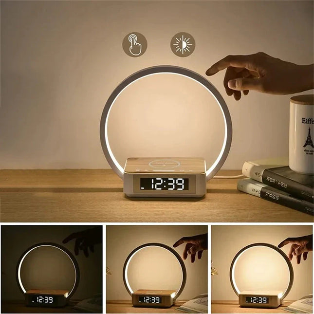 Design Nachttischlampe mit Wecker und Ladegerät