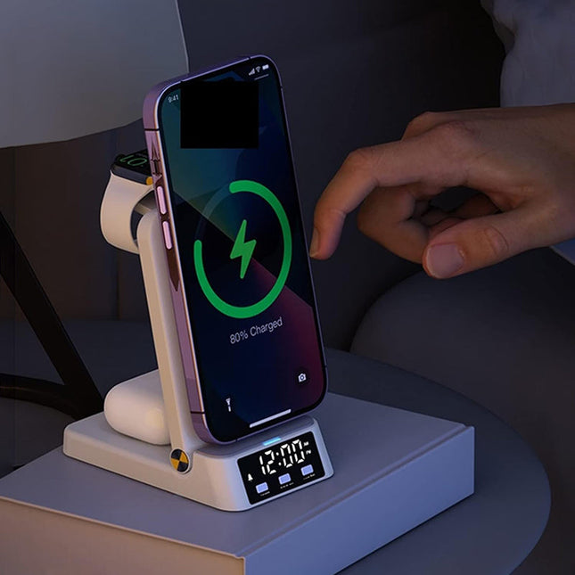 Faltbare Qi-Ladestation mit integriertem Wecker