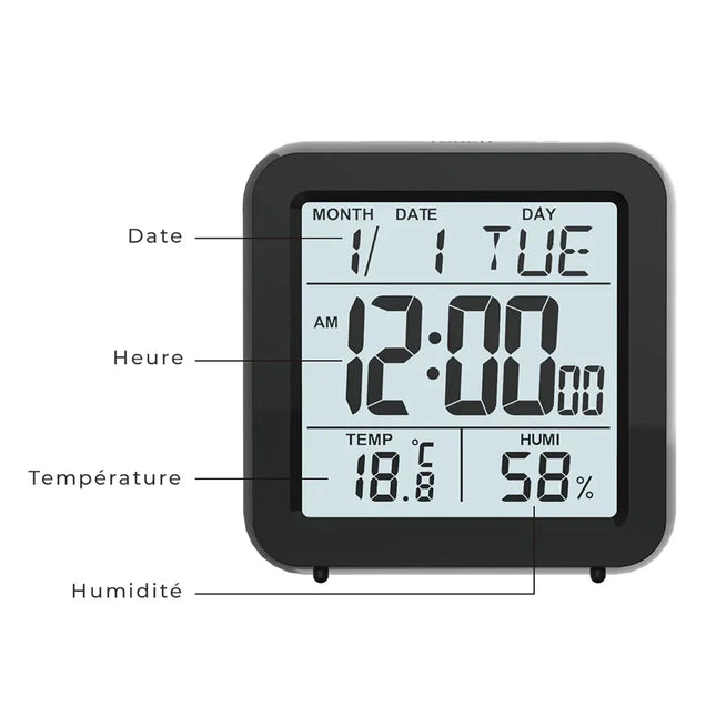 Reisewecker mit permanenter LCD-Anzeige