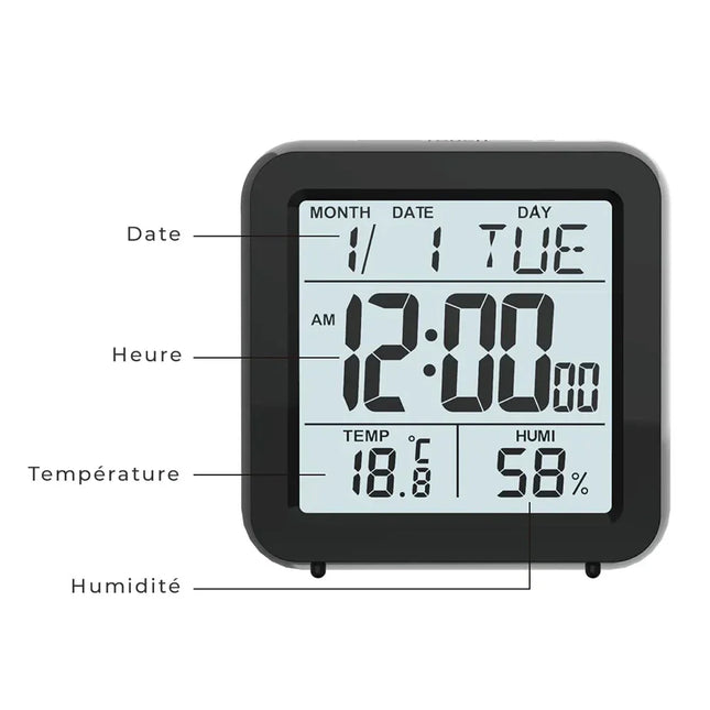 Reisewecker mit permanenter LCD-Anzeige