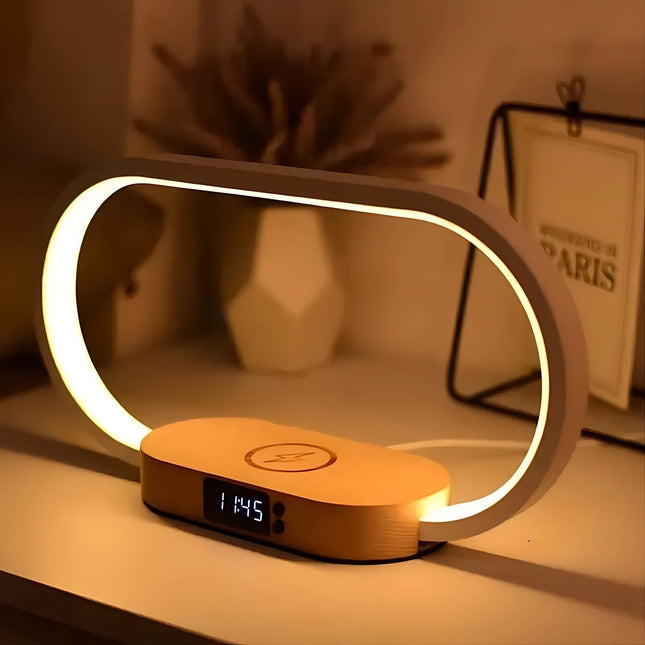 Tageslichtlampe mit integriertem Wecker Holzoptik