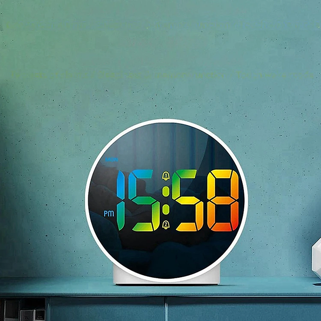 Runder Digitalwecker batteriebetrieben mit Farbdisplay