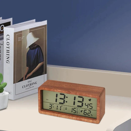 Digitalwecker im Holzgehäuse mit Temperatur