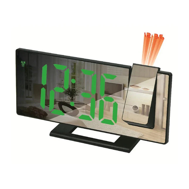 Schwarzer Projektionswecker mit Spiegelanzeige