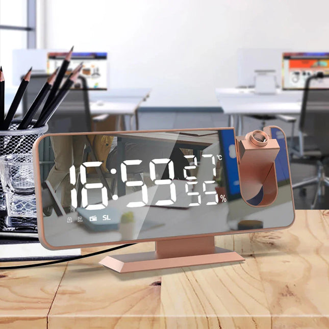 Digitaler Projektionswecker in Roségold