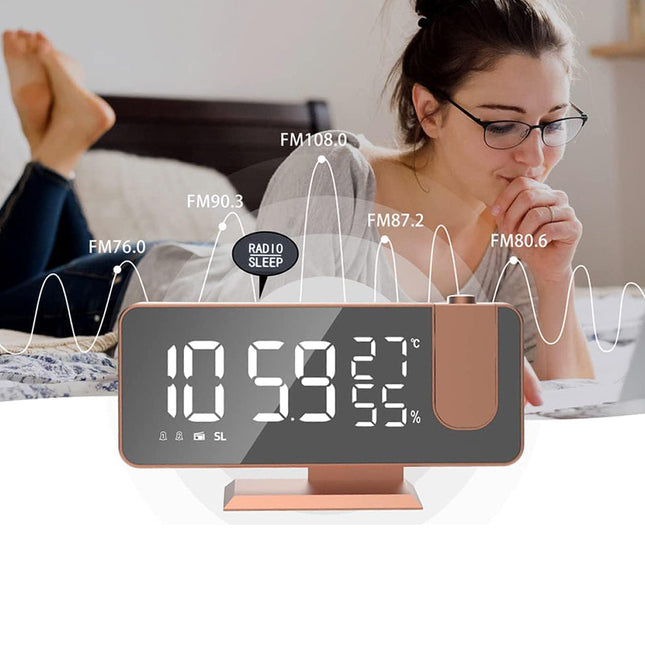 Digitaler Projektionswecker in Roségold