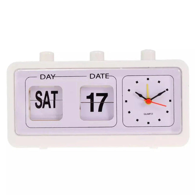 Retro Wecker mit Fallblatt Kalender