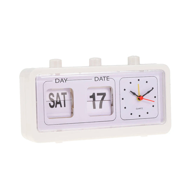 Retro Wecker mit Fallblatt Kalender