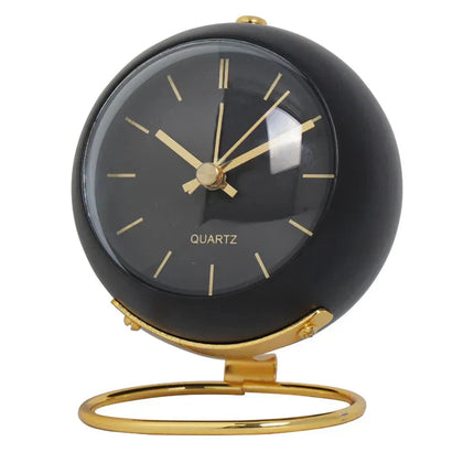 Runder Vintage Wecker in Schwarz