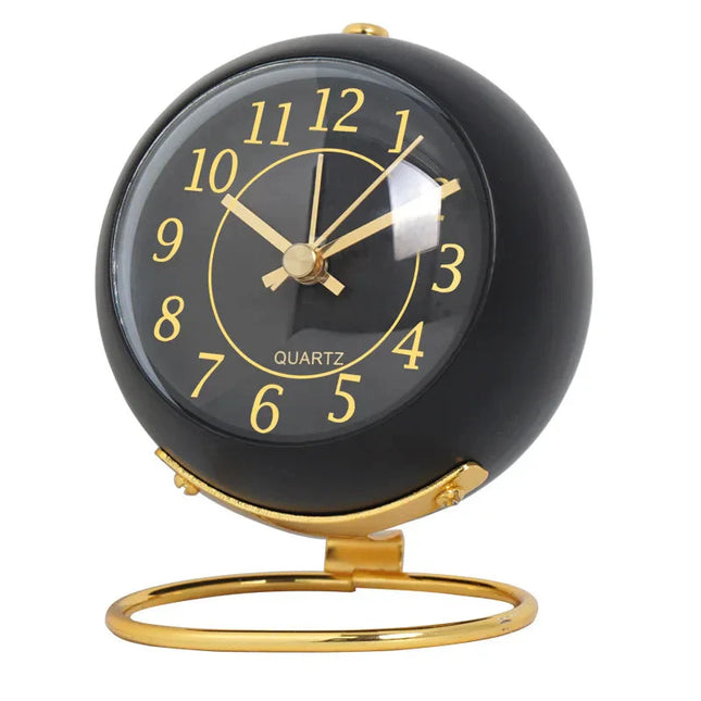 Runder Vintage Wecker in Schwarz