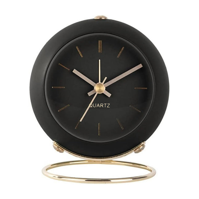 Runder Vintage Wecker in Schwarz